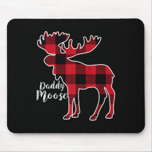Moose Red Plaid Buffalo Matching Family Pajama Mouse Pad