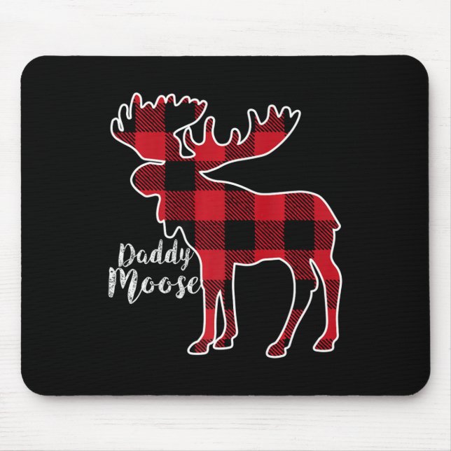 Moose Red Plaid Buffalo Matching Family Pajama  Mouse Pad (Front)