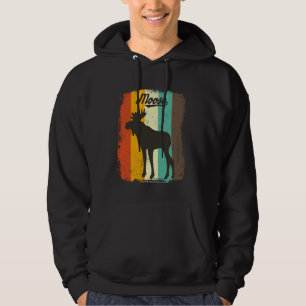 Moose Retro 70s Vintage Animal Lover Art Hoodie
