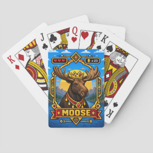 Moose Retro 8-Bit Pixel Art Playing Cards