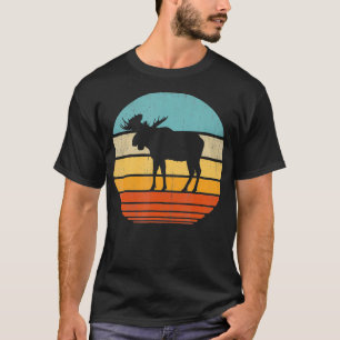 Moose Retro Vintage 60s 70s Sunset Elk Deer Mammal T-Shirt