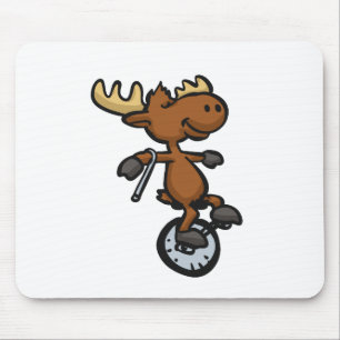 Moose riding unicycle choose background colour mouse pad