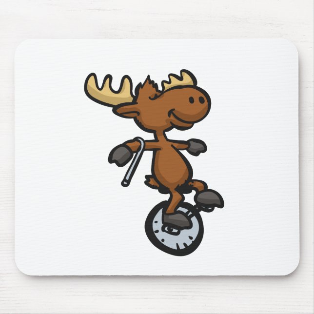 Moose riding unicycle | choose background colour mouse pad (Front)