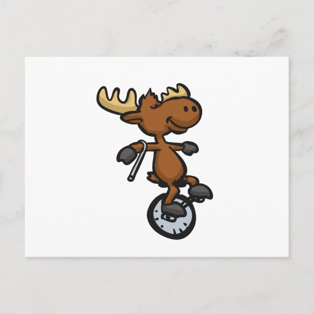 Moose riding unicycle | choose background colour postcard (Front)