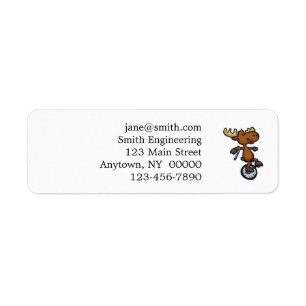 Moose riding unicycle   choose background colour return address label