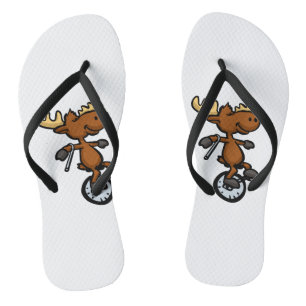 Moose riding unicycle   choose background colour thongs