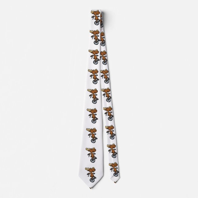 Moose riding unicycle | choose background colour tie (Front)