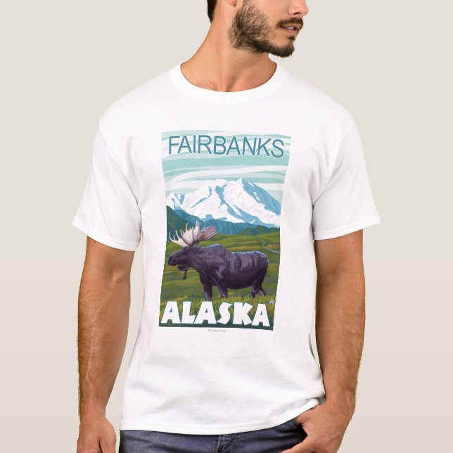 Moose Scene - Fairbanks, Alaska T-Shirt (Front)