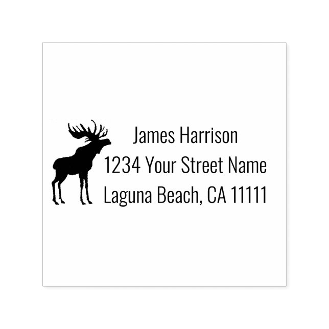 Moose Silhouette Address Self-inking Stamp (Design)