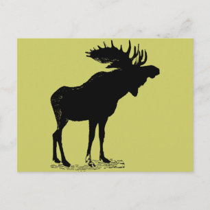 Moose Silhouette Any Colour Postcard
