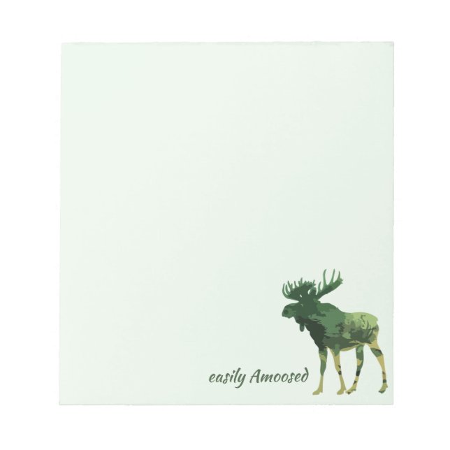 Moose Silhouette Camouflage Fun Quote Notepad (Front)
