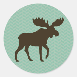 Moose Silhouette Classic Round Sticker