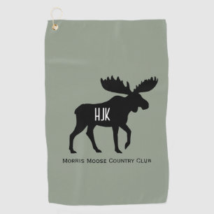 Moose Silhouette Custom Name Wildlife Wild Animal  Golf Towel