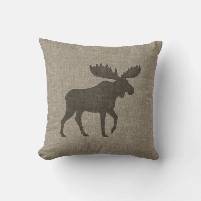 Moose Silhouette | Cute Country Wildlife | Cabin Cushion (Front)