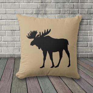 Moose Silhouette on Reversible Black Tan Cushion