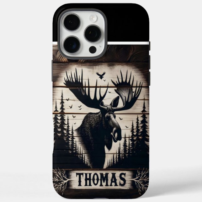 Moose Silhouette On Wood Case-Mate iPhone Case (Back)