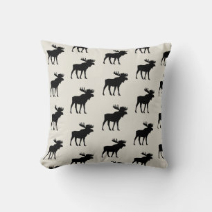Moose Silhouette Pattern Throw Pillow