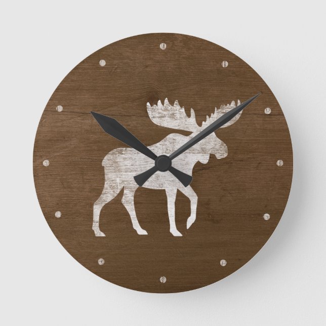 Moose Silhouette Round Clock (Front)