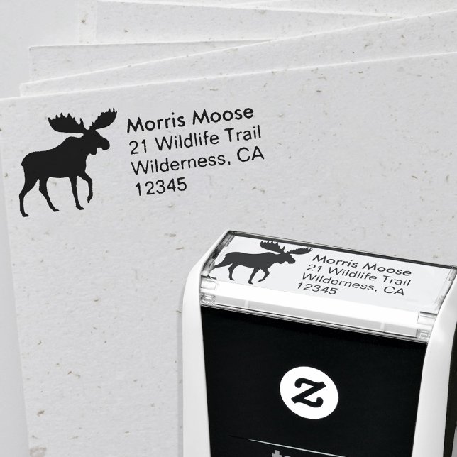 Moose Silhouette Wildlife Animal Return Address Self-inking Stamp (Creator Uploaded)
