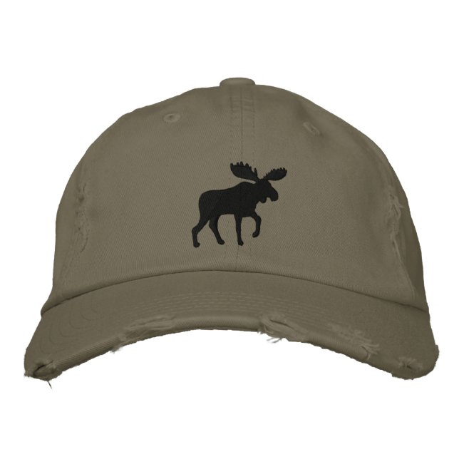Moose Silhouette Wildlife Wild Animal Adventure Embroidered Hat (Front)