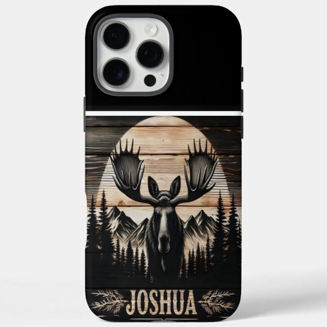 Moose Silhouette Wood Sign Case-Mate iPhone Case (Back)