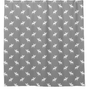 Moose Silhouettes Pattern Grey Shower Curtain