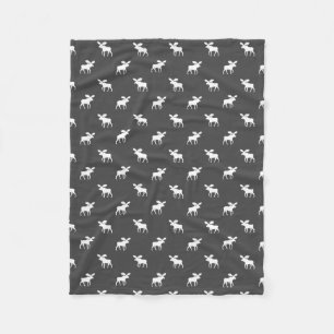 Moose Silhouettes Pattern   Wildlife Wild Animal Fleece Blanket