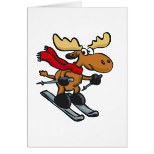 Moose skier cartoon   choose background colour
