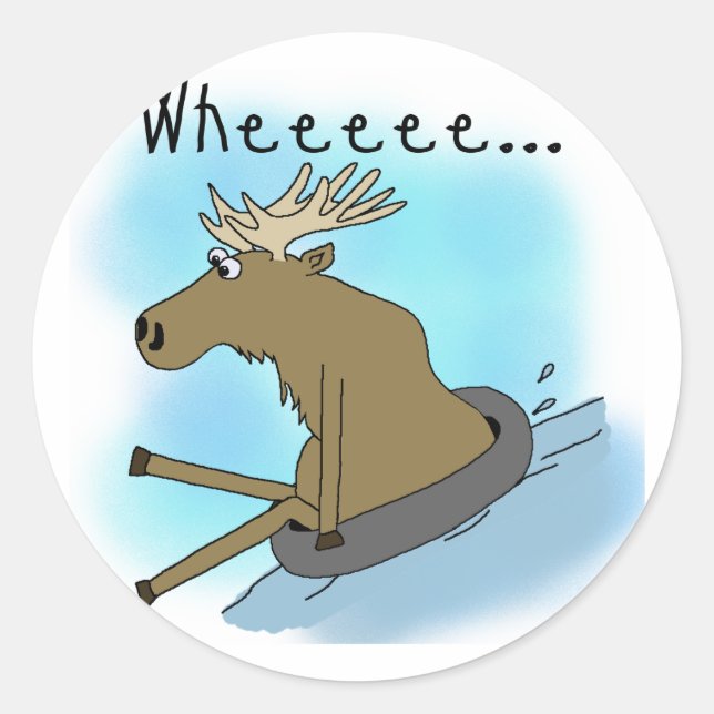 Moose Snow  Tubing Classic Round Sticker (Front)