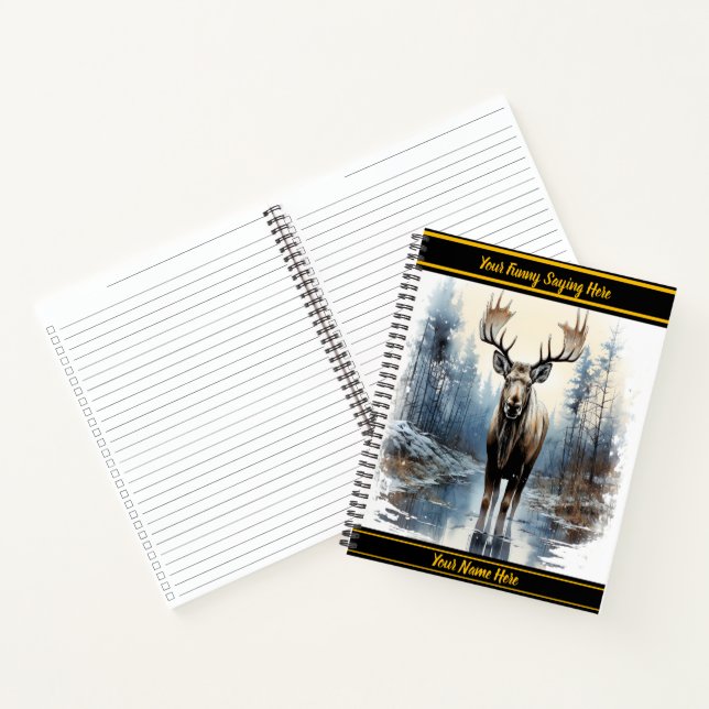 Moose stands gracefully in a tranquil forest notebook (Inside)
