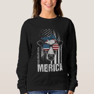 Moose Sunglasses Funny Animal American Flag Patr Sweatshirt