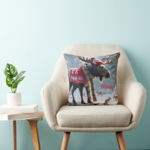 Moose-tastic Christmas Personalised  Cushion
