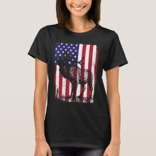 Moose USA American Flag 4th Of July Men Women Retr T-Shirt