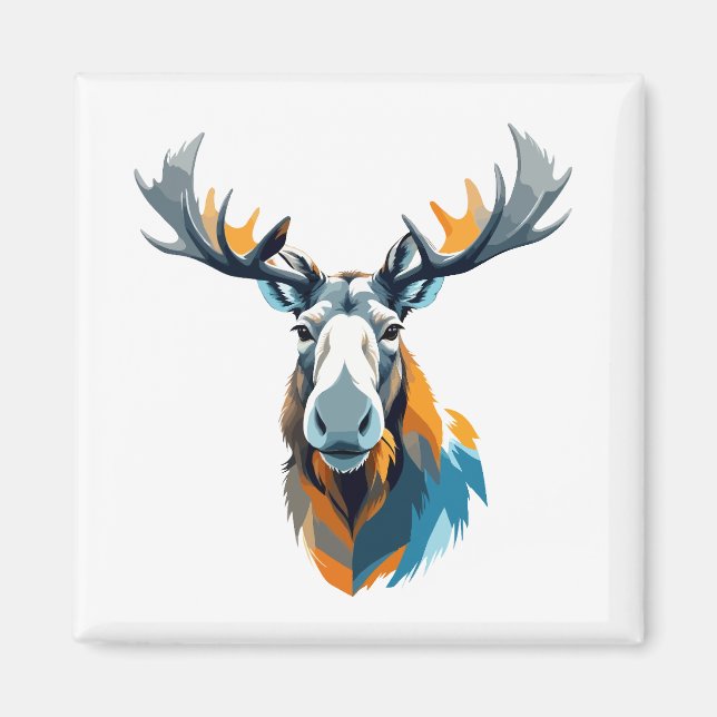 Moose Vector Art with Vibrant Colours Magnet (Front)