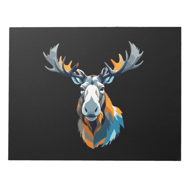 Moose Vector Art with Vibrant Colours Notepad (Front)