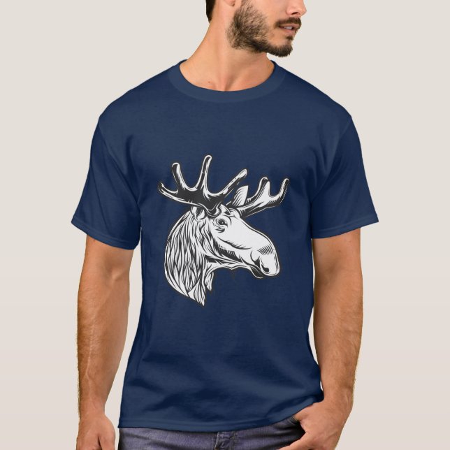 Moose Vintage Style Hunt Theme T-Shirt (Front)