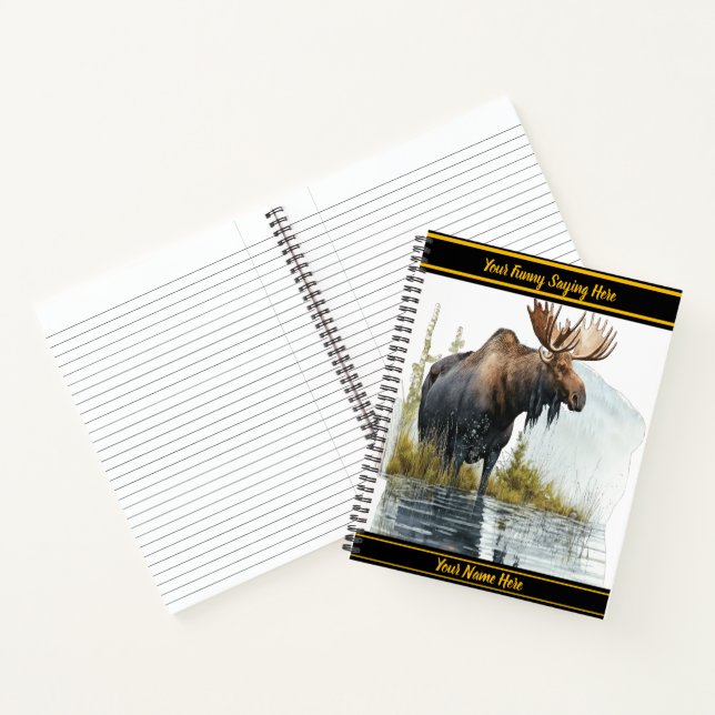 Moose wades in peaceful northern lake notebook (Inside)