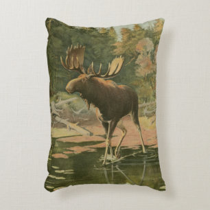 Moose Walking in Water Decorative Cushion
