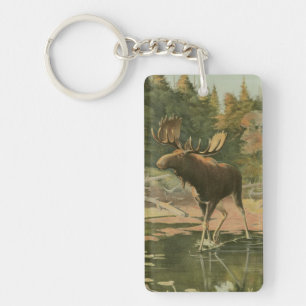 Moose Walking in Water Key Ring