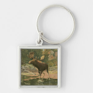 Moose Walking in Water Key Ring
