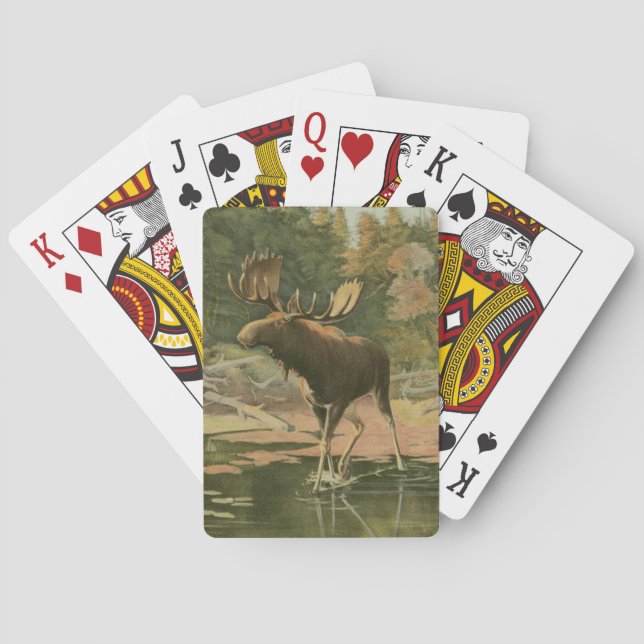 Moose Walking in Water Playing Cards (Back)