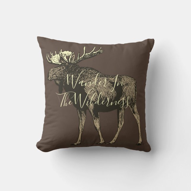 Moose Walking Wilderness Cushion (Front)