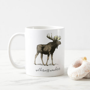Moose Wander In The Wilderness White Enamel Camper Coffee Mug