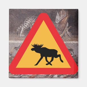 Moose Warning Crossing Sign Whittier Alaska Magnet