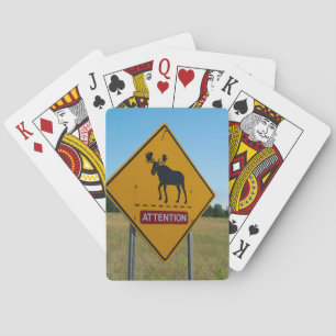 Moose Warning Sign Playing Cards