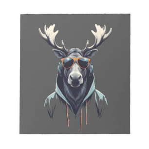 Moose Wearing Hoodie Funny Cool Animal Character  Notepad
