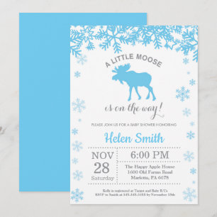 Moose Winter Boy Baby Shower Snowflake Invitation