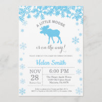 Moose Winter Boy Baby Shower Snowflake Invitation