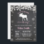 Moose Winter Snowflake Girl Baby Shower Invitation<br><div class="desc">Moose Winter Snowflake Girl Baby Shower Invitation. Pink and White Snowflake. Girl Baby Shower Invitation. Winter Holiday Baby Shower Invite. Chalkboard Background. Black and White. For further customisation,  please click the "Customise it" button and use our design tool to modify this template.</div>