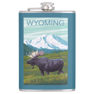 Moose with MountainWyoming Hip Flask